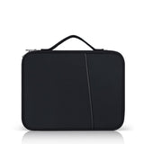Leather Portable Bag with Cloth Texture - Black - Front View