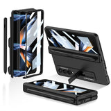 For Samsung Galaxy Z Fold4 5G Foldable Magnetic Flip Case With Holder & Pen Slot - Gkk - Silver - Front View