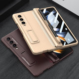 For Samsung Galaxy Z Fold4 5G Foldable Magnetic Flip Case With Holder & Pen Slot - Gkk - Silver - Rear View