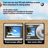 4K Hd Optical Zoom Digital Camera 60Mp Dual Screen Selfie Camera No Memory - Silver