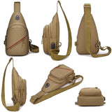 Men Oxford Cloth Crossbody Chest Bag Outdoor Leisure Single Shoulder Bag - Au Digital - Close-Up Angle