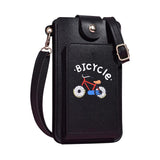 Printed Mini Shoulder Bag With Card Holder - Black - Front View