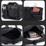 Large Capacity Men Shoulder Messenger Bag Fits Laptops Multi Functional - Grey - Top-Down View