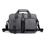 Large Capacity Men Shoulder Messenger Bag Fits Laptops Multi Functional - Grey - Close-Up Angle