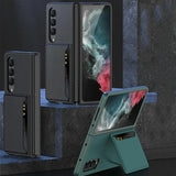 For Samsung Galaxy Z Fold4 5G Leather Case With Card Slots - Ultra Thin - Silver - Side View