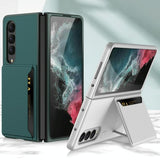 For Samsung Galaxy Z Fold4 5G Leather Case With Card Slots - Ultra Thin - Silver - Top-Down View