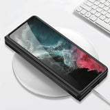 For Samsung Galaxy Z Fold4 5G Leather Case With Card Slots - Ultra Thin - Silver - Rear View