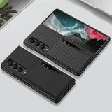 For Samsung Galaxy Z Fold4 5G Leather Case With Card Slots - Ultra Thin - Silver - Close-Up Angle