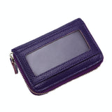 Multi Position Zipper Organ Card Holder Versatile Business Accessory - Purple