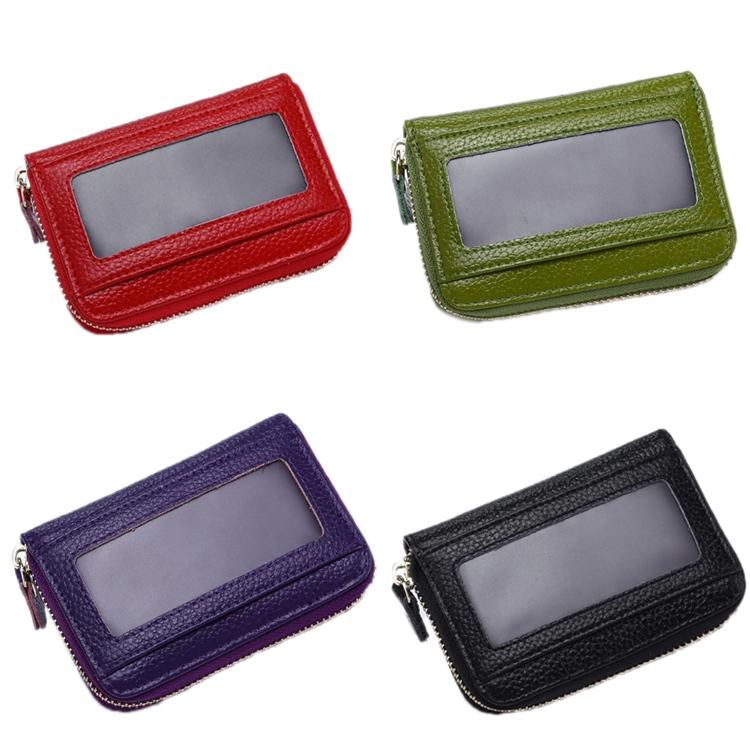 Multi Position Zipper Organ Card Holder Versatile Business Accessory - Purple