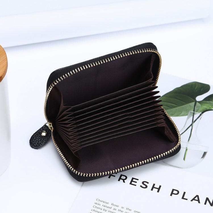 Multi Position Zipper Organ Card Holder Versatile Business Accessory - Purple