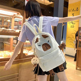 Versatile Large Capacity Backpack For Students - White - Top-Down View