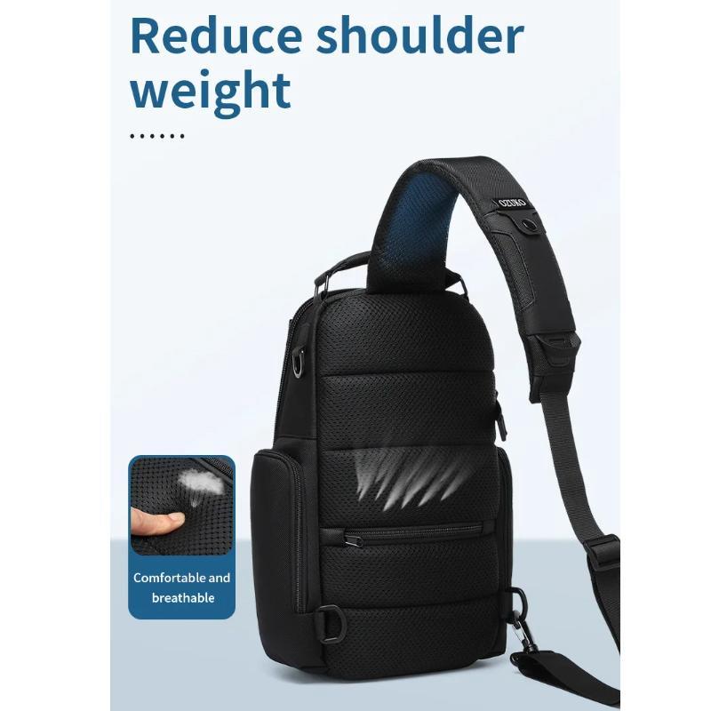 Lightweight Men Waterproof Crossbody Chest Bag Travel Companion - Grey