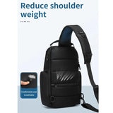 Lightweight Men Waterproof Crossbody Chest Bag Travel Companion - Grey