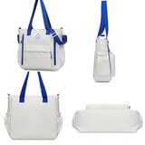 Versatile Contrast Shoulder Bag For Students - White Blue - Top-Down View