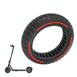 Colourful 2.5-7 Inch Honeycomb Tires for Xiaomi Scooter 4 / 4 Pro - Off-road Flick Design - Red - Rear View