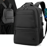 Men Usb Backpack with Charging Port - Dark Blue - Front View
