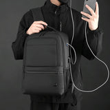 Men Usb Backpack with Charging Port - Dark Blue - Side View