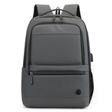 Men Usb Backpack with Charging Port - Dark Blue - Rear View