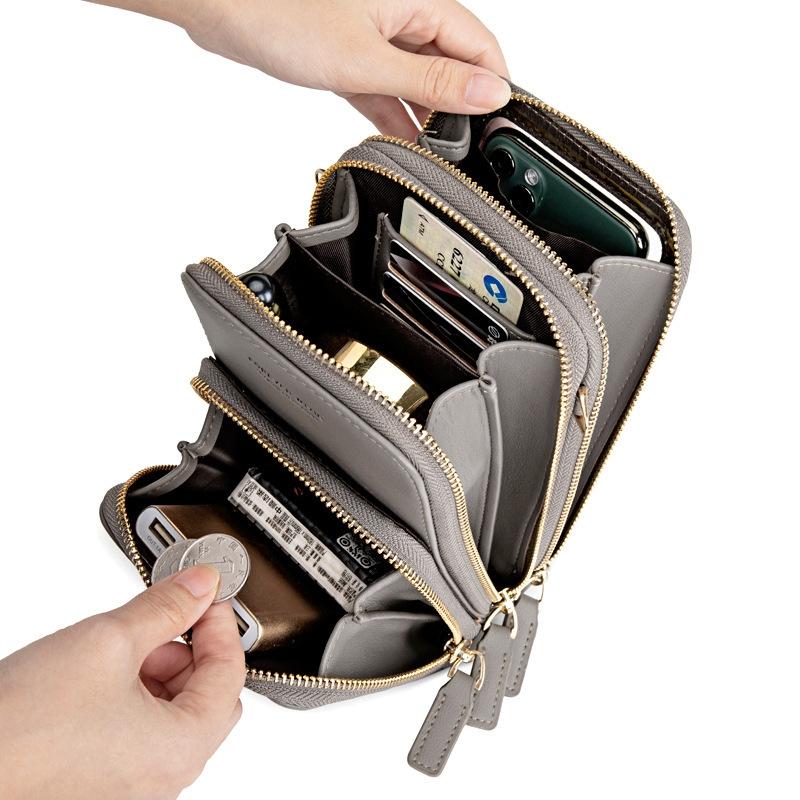 Multifunctional Touch Screen Phone Bag - Red Wine