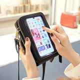 Multifunctional Touch Screen Phone Bag - Red Wine - Close-Up Angle