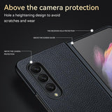 For Samsung Galaxy Z Fold4 5G Handmade Leather Shockproof Tpu Case - Brown - Rear View