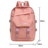 School Backpack with Harajuku Style - Pink - Front View