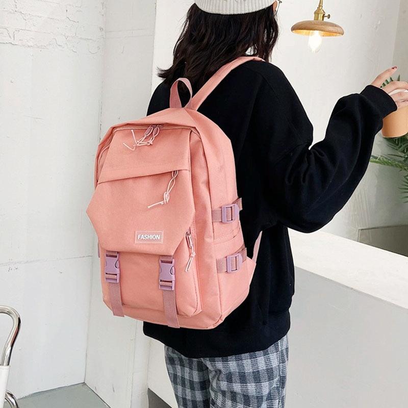 School Backpack with Harajuku Style - Pink