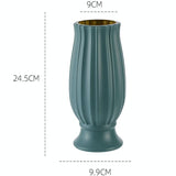 Soft Dried Flower Vase Arrangement for Living Room Decor - Light Green - Side View