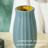 Soft Dried Flower Vase Arrangement for Living Room Decor - Light Green - Top-Down View