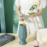 Soft Dried Flower Vase Arrangement for Living Room Decor - Light Green - 45-Degree Angle