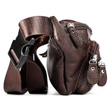 Outdoor Leather Shoulder Bag For Sports & Phone - Brown