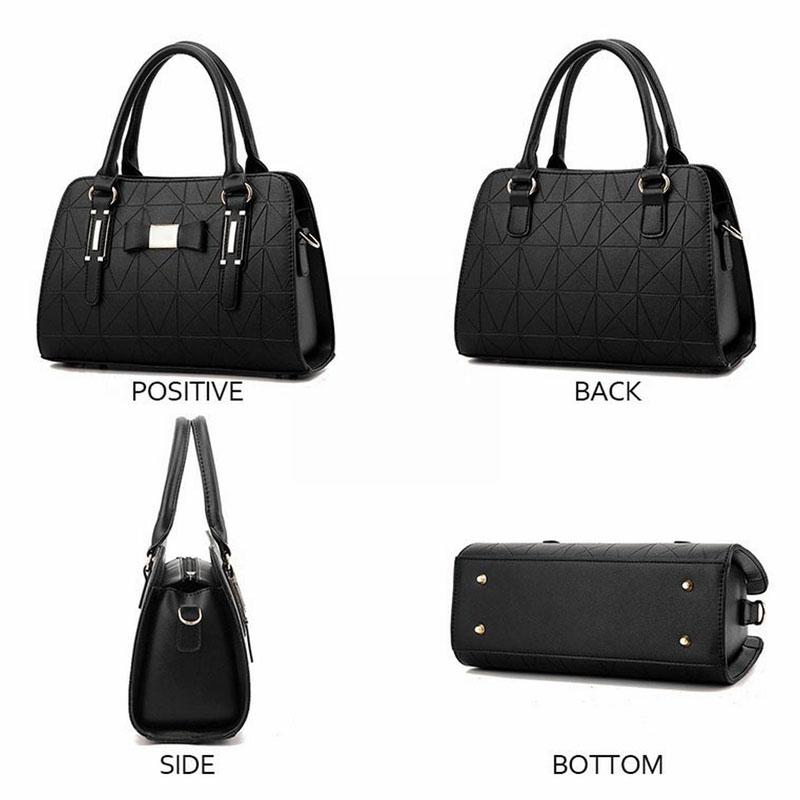 Embossed Bowknot Shoulder Bag For Women - Black