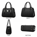 Embossed Bowknot Shoulder Bag For Women - Black - Top-Down View