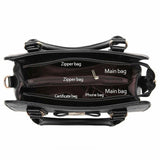 Embossed Bowknot Shoulder Bag For Women - Black - Rear View