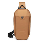 Waterproof Men Chest Bag Usb Charging Port Anti Theft Oxford Cloth Messenger Bag - Dark Grey - Side View