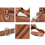 Grey Soft Leather Motorcycle Bag For Women