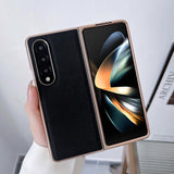 For Samsung Galaxy Z Fold4 5G Leather Phone Case - Nano Plating - Dark Green - 45-Degree Angle