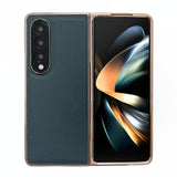 For Samsung Galaxy Z Fold4 5G Leather Phone Case - Nano Plating - Dark Green