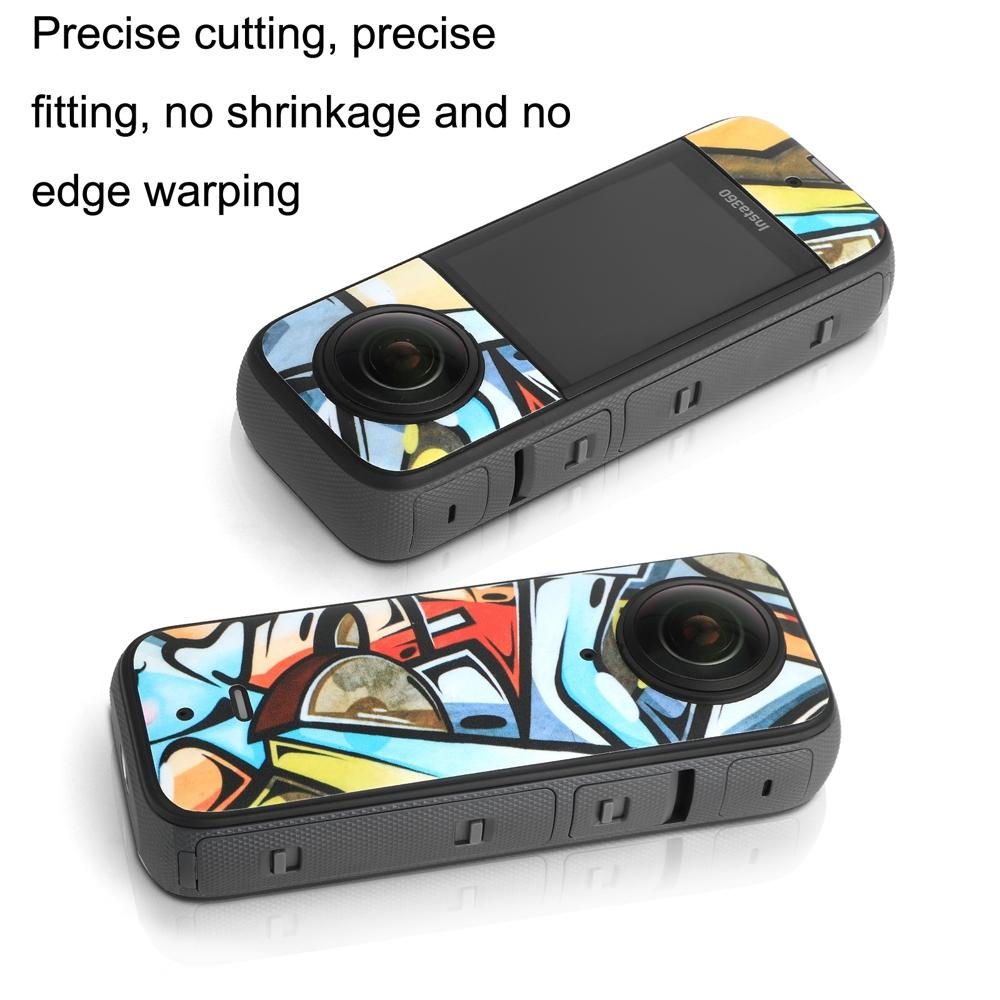 Protective Film Stickers for Dji Insta360 X3 Panoramic Camera - Polar Bear + Carbon Pattern Red