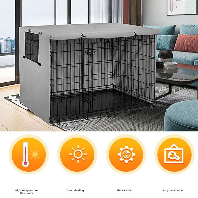Outdoor Pet Cage Cover - Oxford Cloth Dustproof Rainproof Sunscreen - 63.5x48x50cm - Beige