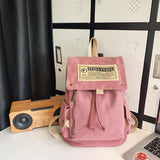 Large Capacity Canvas Backpack For Teens - Pink