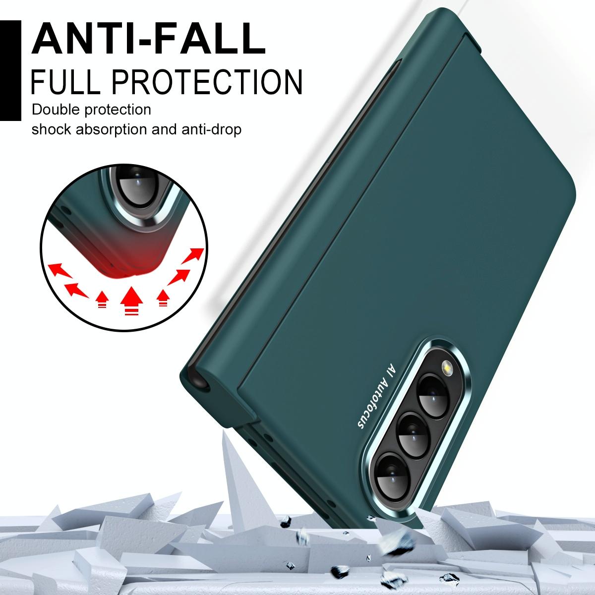 For Samsung Galaxy Z Fold4 5G Samsung Fold 4 Hinge Flip Case - Two Tone Contact Lens - Yellow