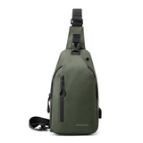 Men Casual Chest Bag Splashproof Backpack - Grey - Front View