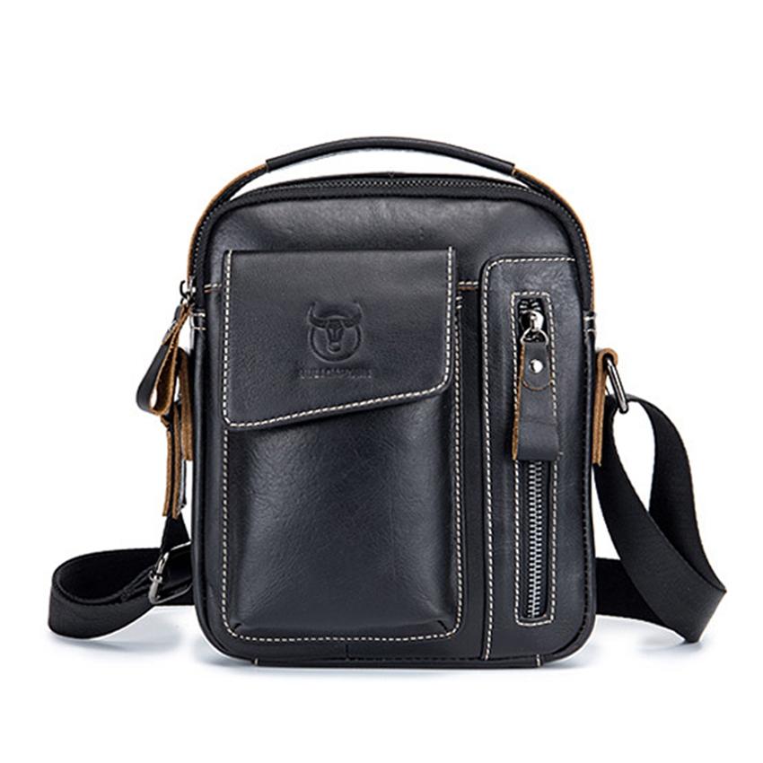 Soft Leather Messenger Bag For Men - Yellow Brown