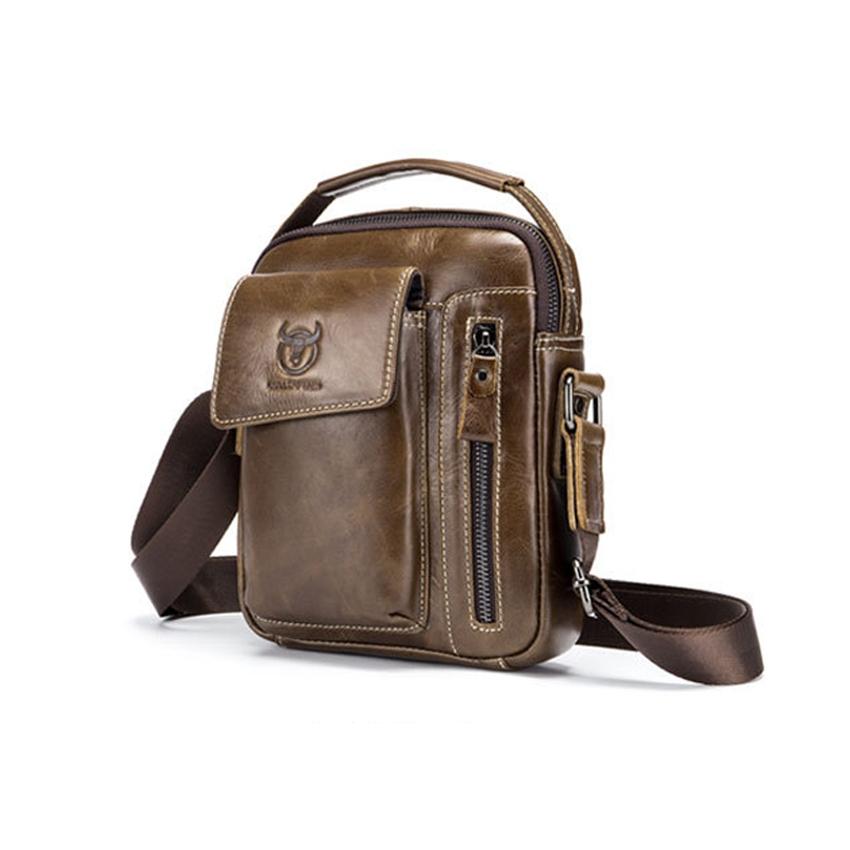 Soft Leather Messenger Bag For Men - Yellow Brown