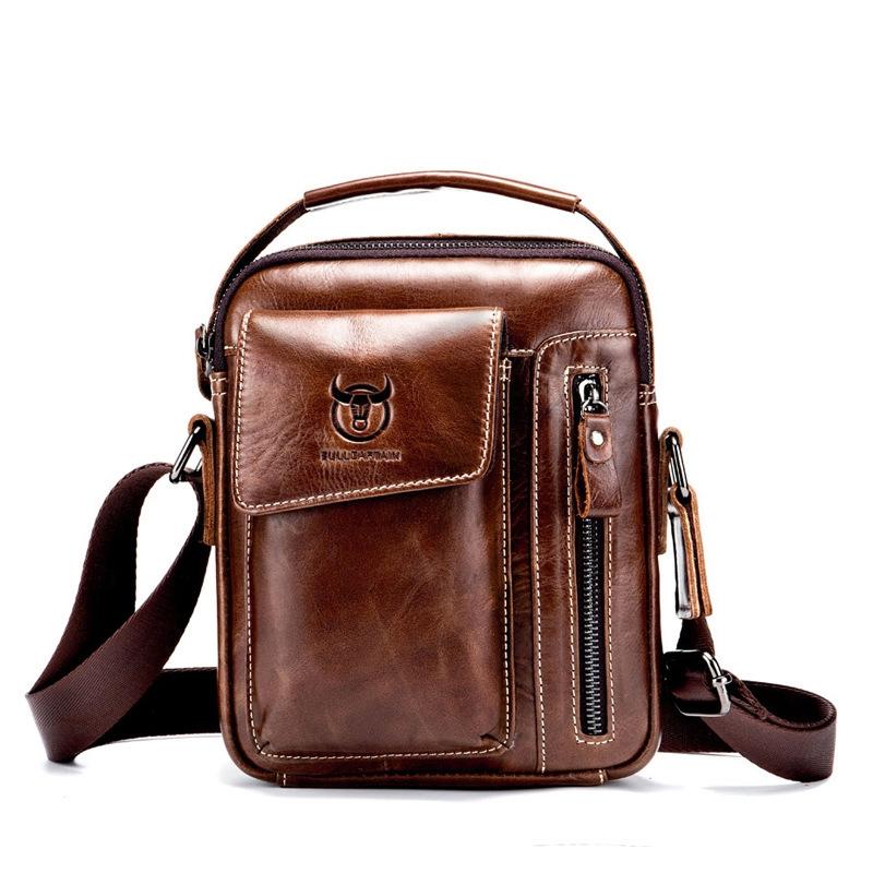 Soft Leather Messenger Bag For Men - Yellow Brown