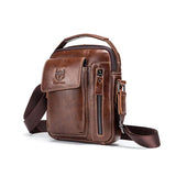 Soft Leather Messenger Bag For Men - Yellow Brown