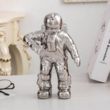 Spacewalker Ceramic Vase with Dried Flowers - Tabletop Decor Tool - Silver - Low Angle