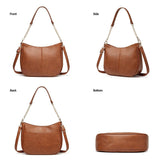 Adjustable Leather Crossbody Bag Large Capacity - Beige